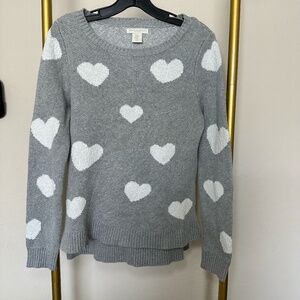 Christian Soriano Woman's Cozy Gray Heart Cotton Sweater